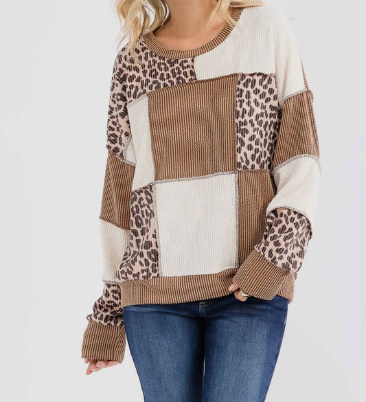 Leopard Patchwork Top