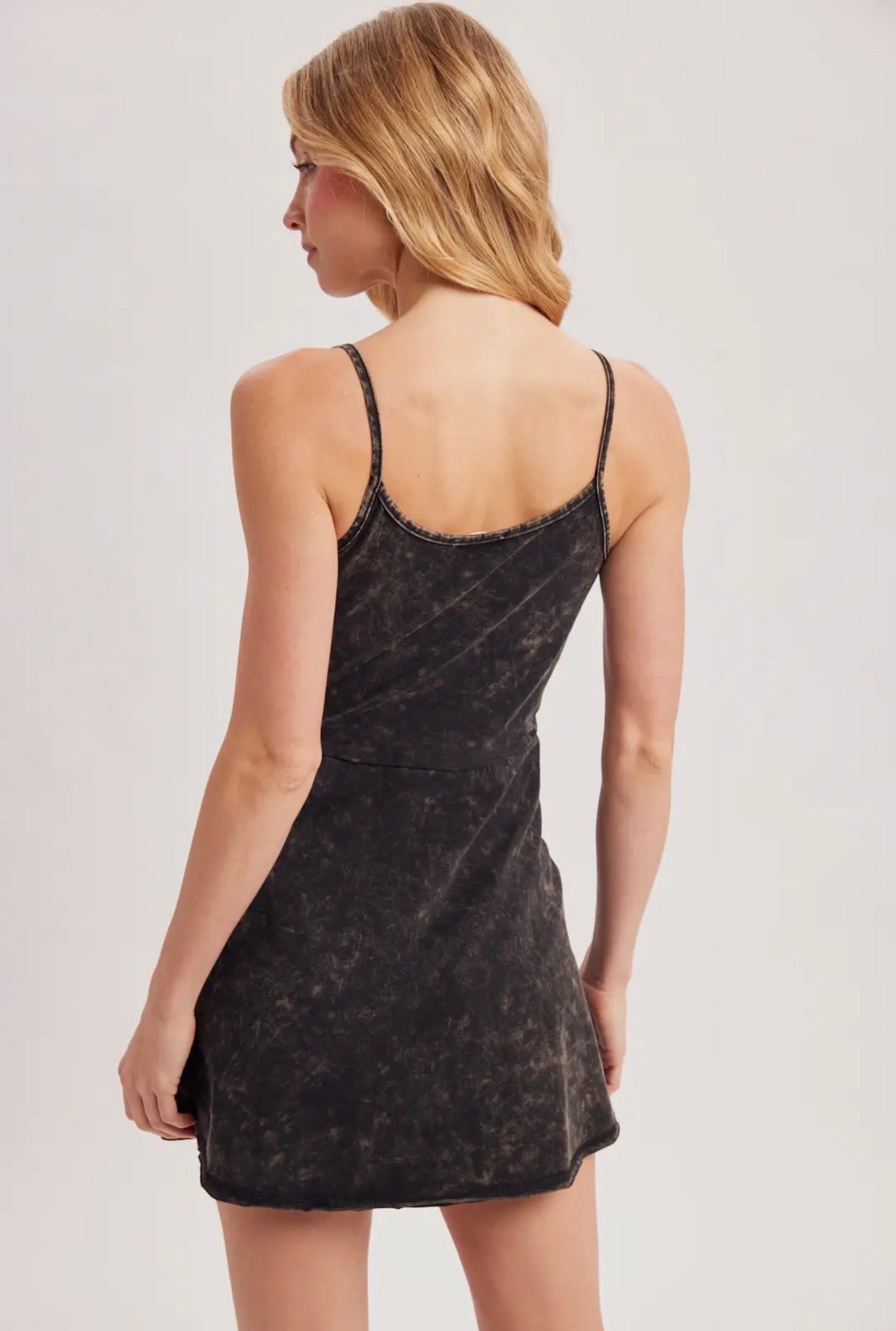 Washed Black Romper Dress