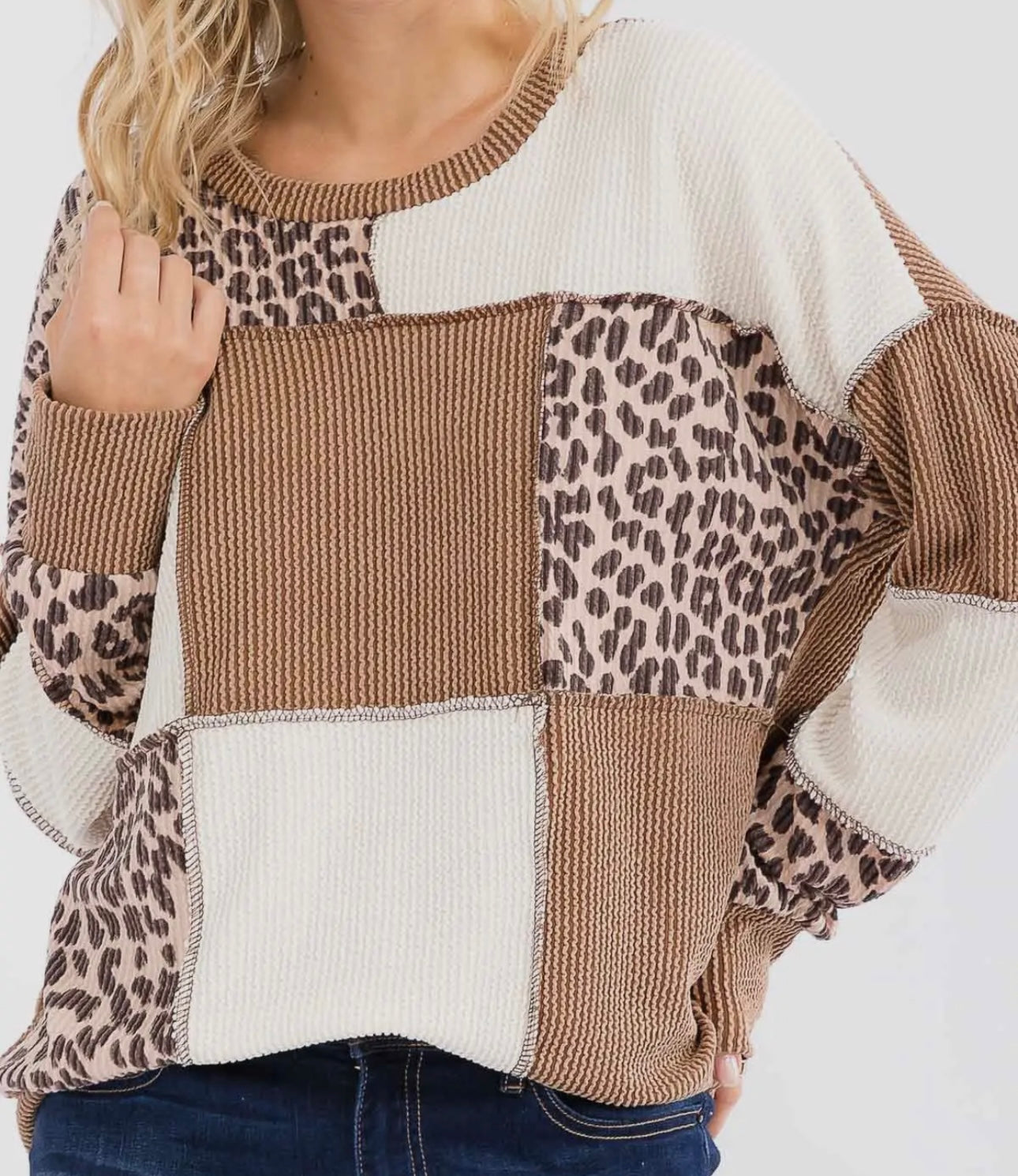 Leopard Patchwork Top