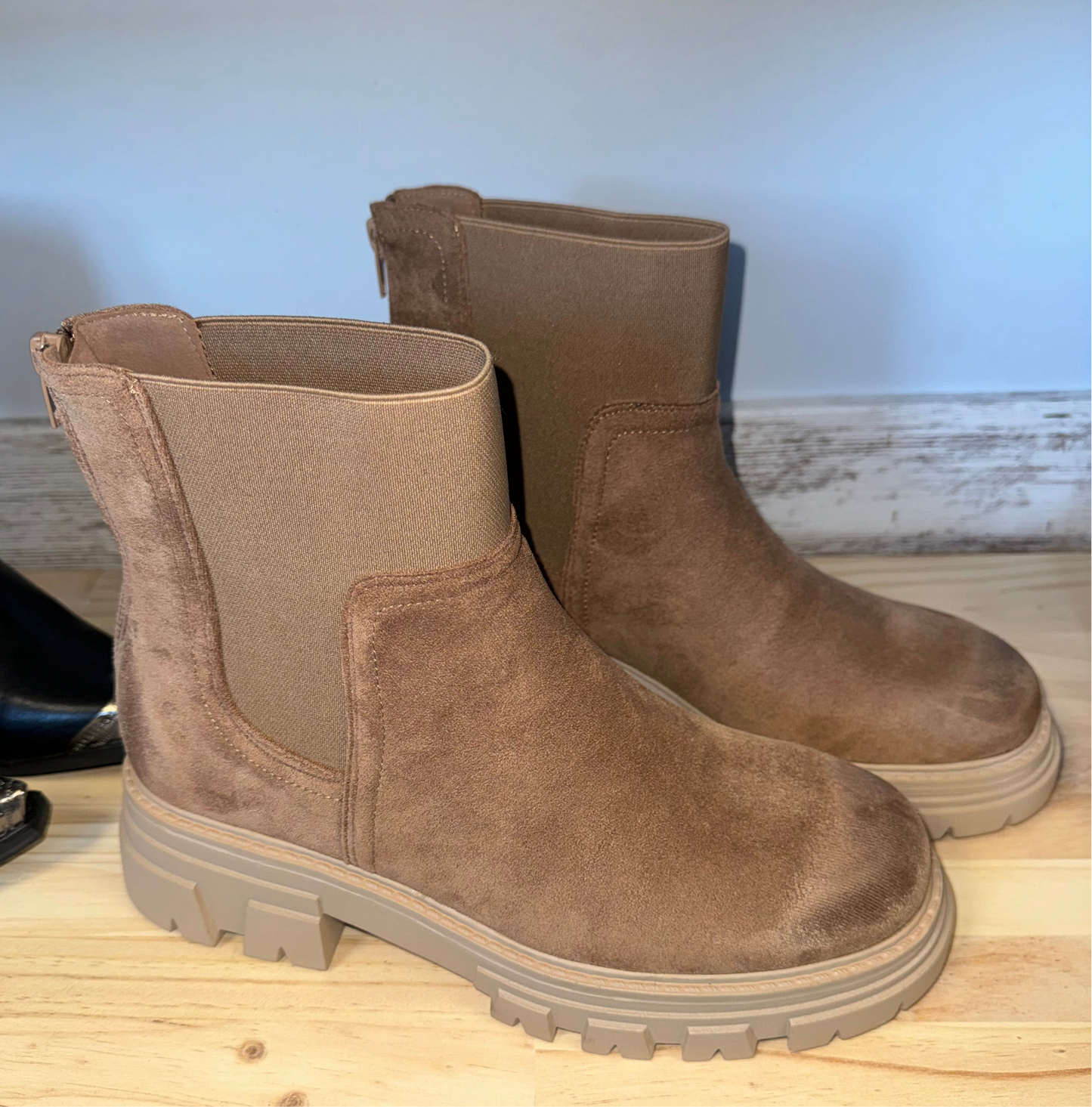Taupe Suede Bootie