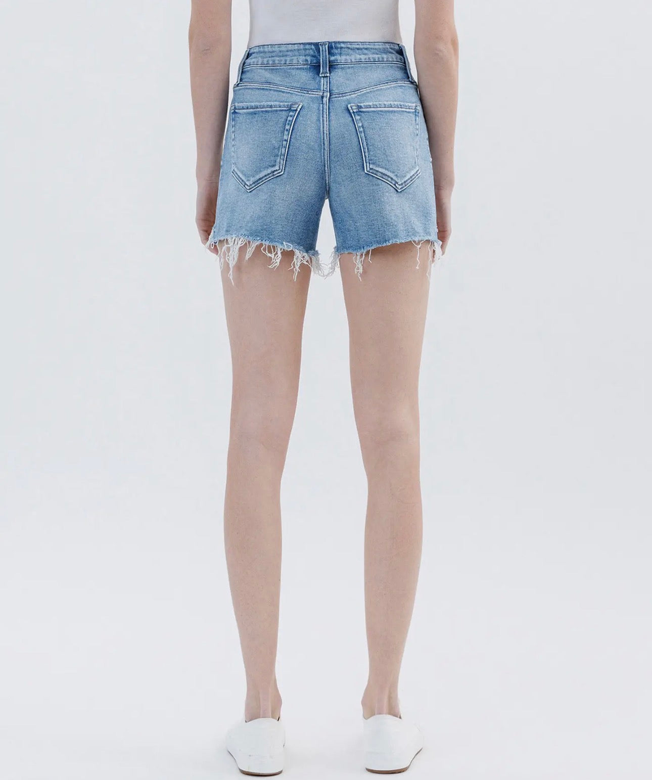 High Rise Raw Side Step Hem