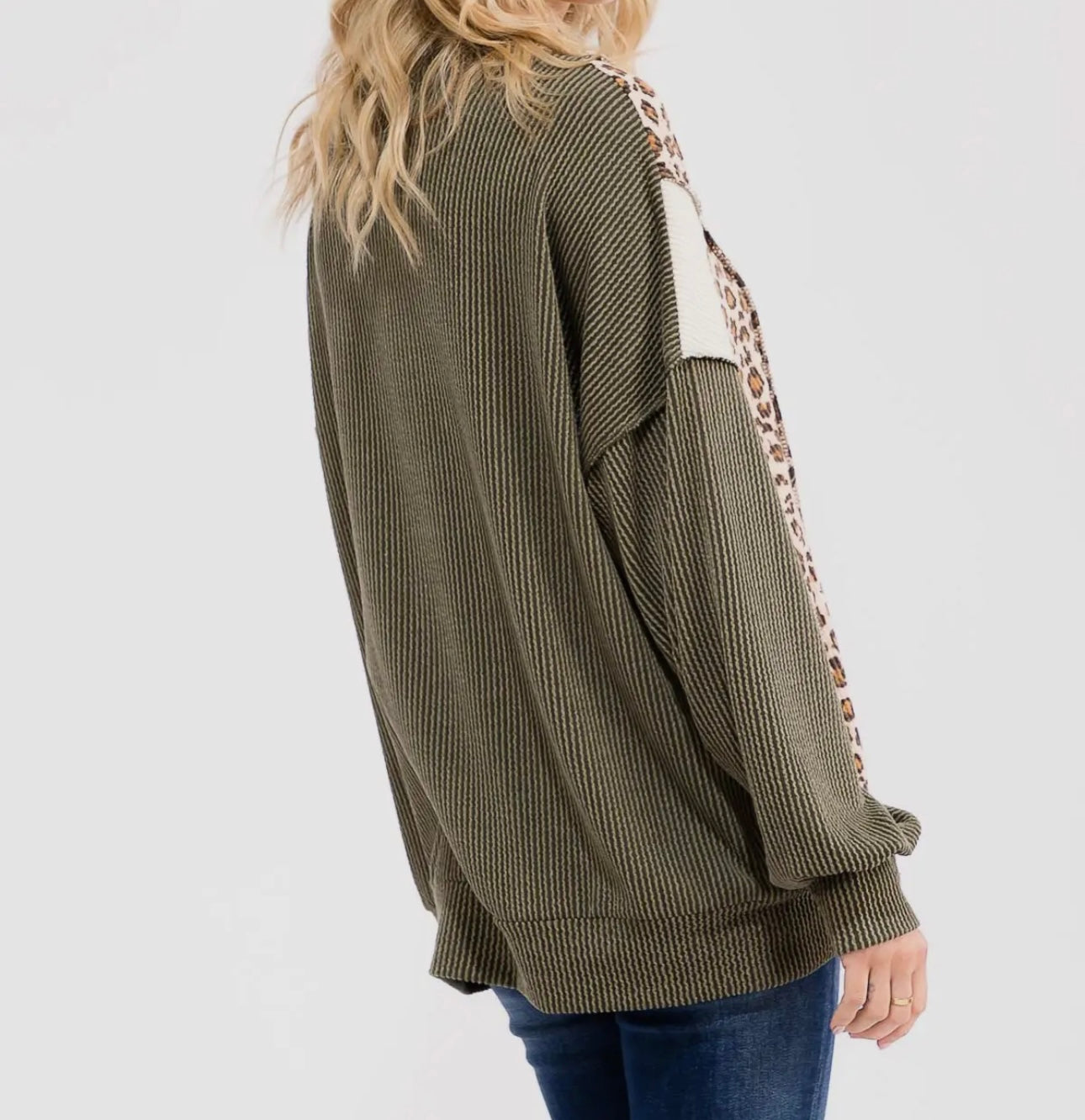 Leopard Color Block Top