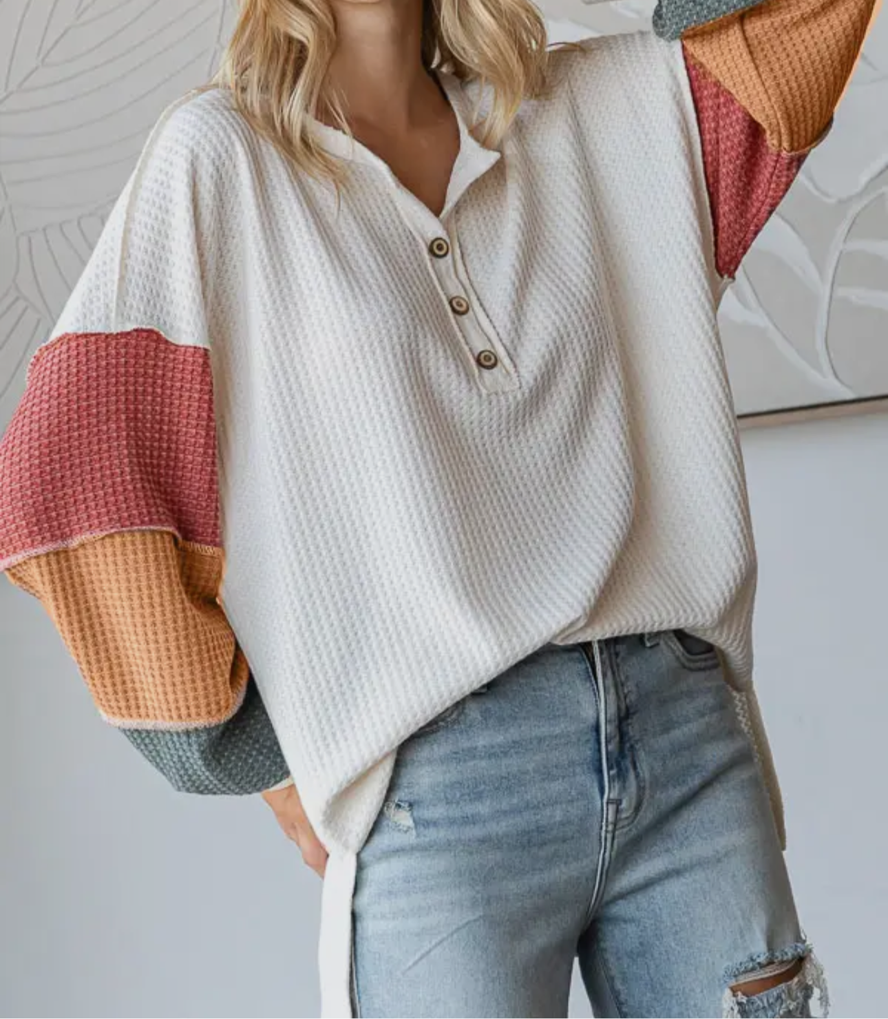 青様おまとめWAFFLE LIKE PUFF SLEEVE KNIT Floral Print Waffle Knit Top – Hazel Blues®