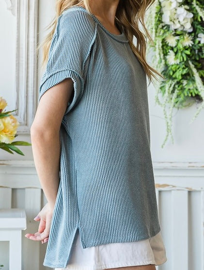 Ribbed Drop Shoulder