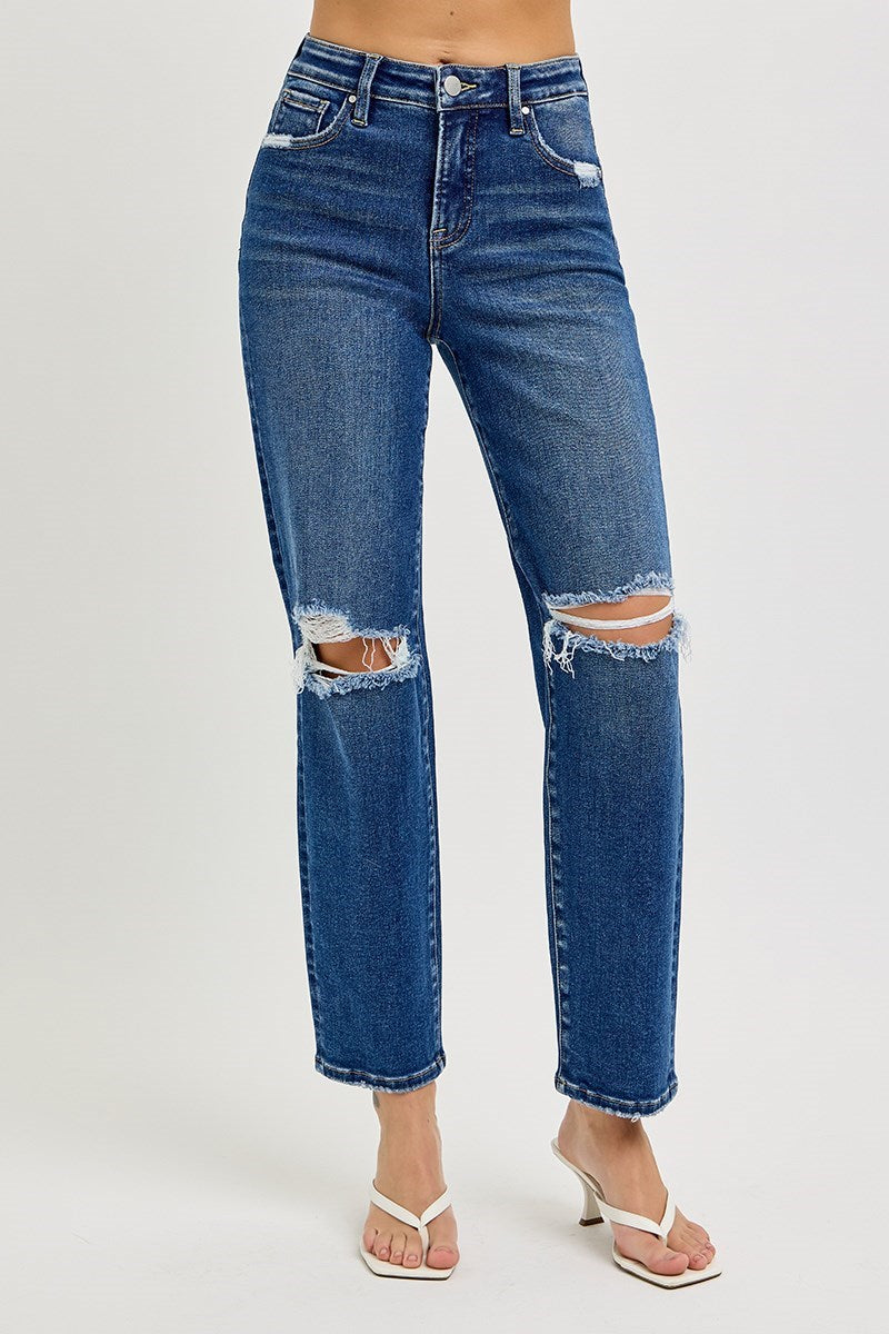High Rise Crop Girlfriend Jeans