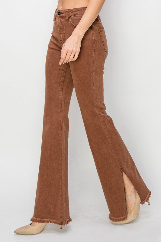 Espresso Side Slit Flares