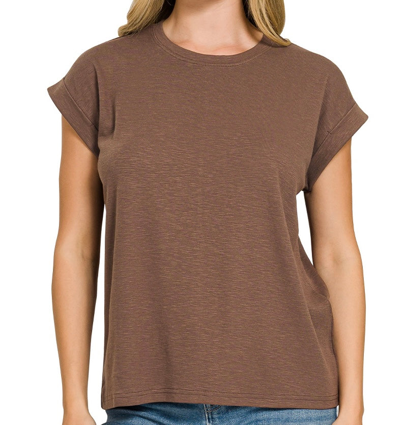 Modal Slub Rolled Sleeve Tee