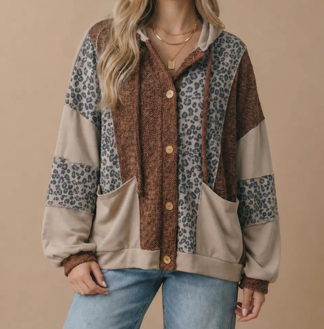 Two-Tone Leopard Print Jacket
