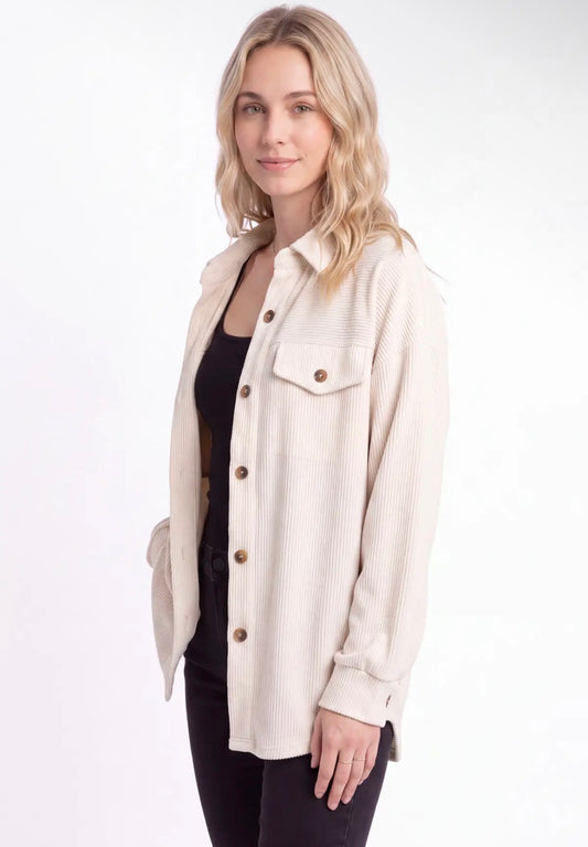 Rib Knit Button Down Shacket