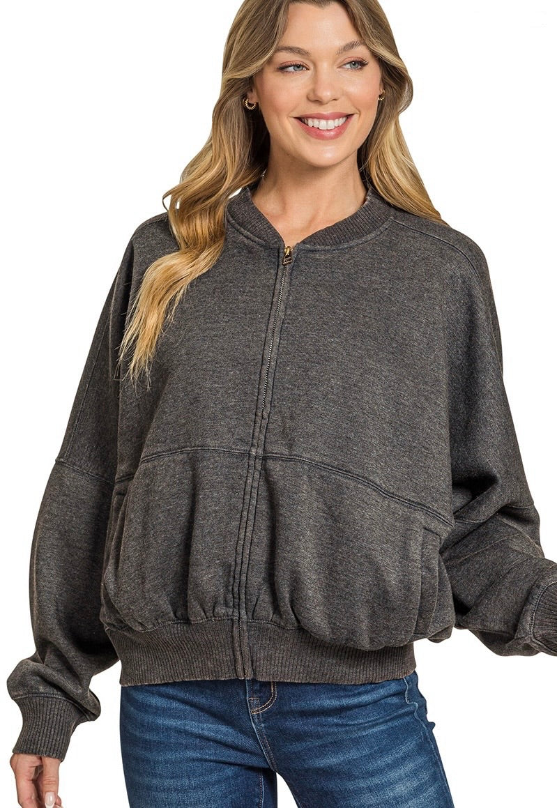 Acid Washed Fleece Jacket