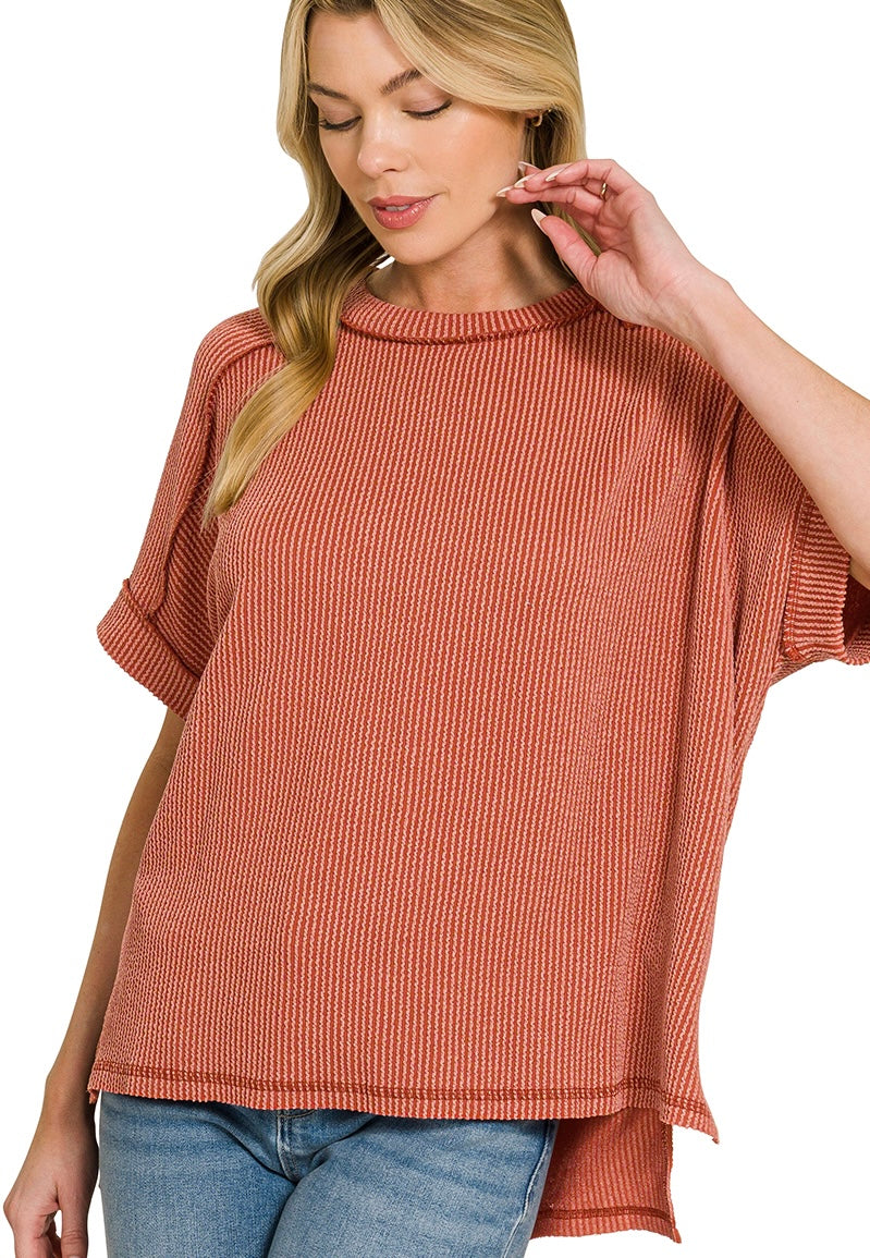 Raised Rib Cuffed Edged Top