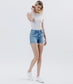 High Rise Raw Side Step Hem