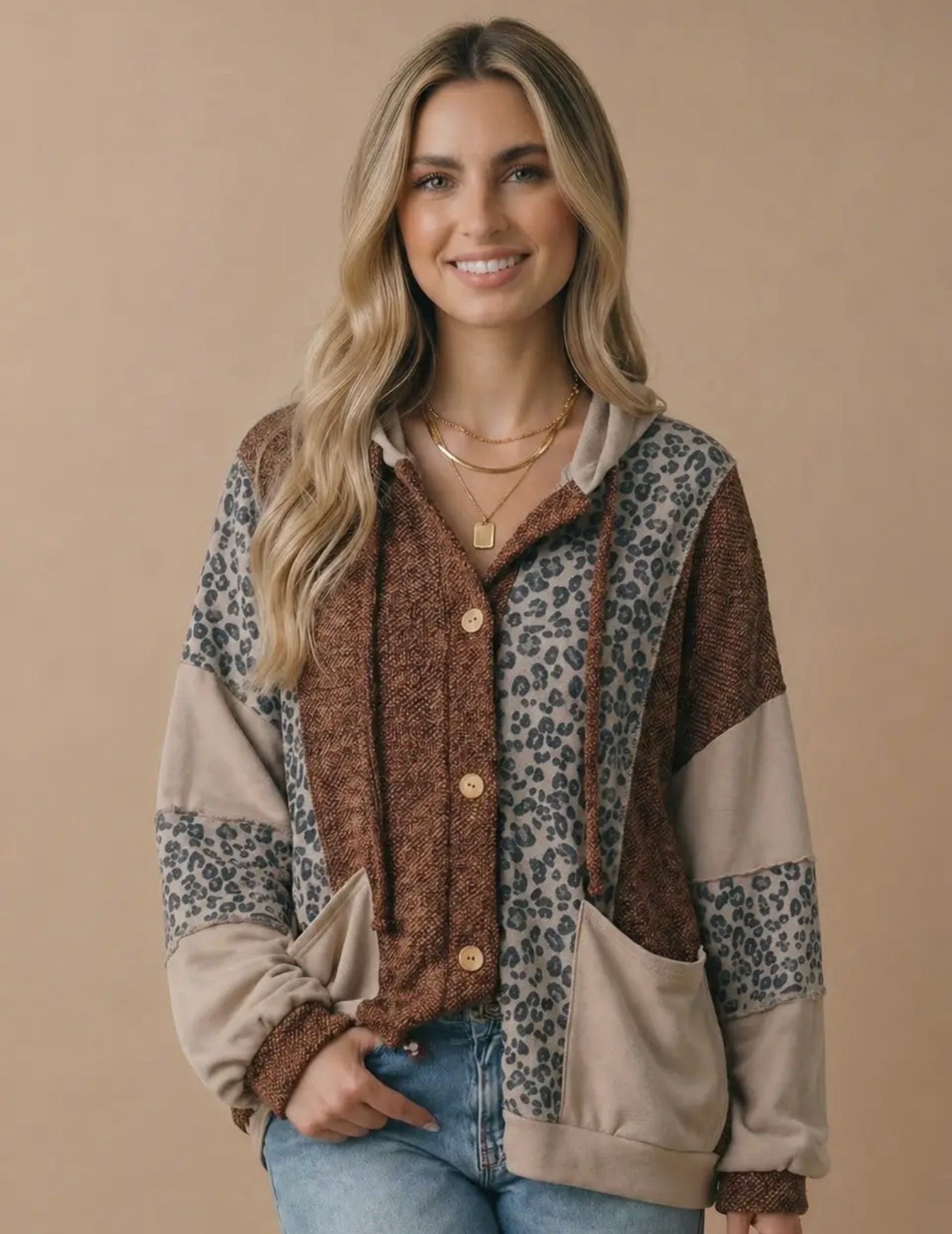 Two-Tone Leopard Print Jacket