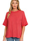 Raised Rib Short Sleeve Pocket Top