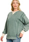 Fall Acid Washed Contrast Trim Sweatshirt