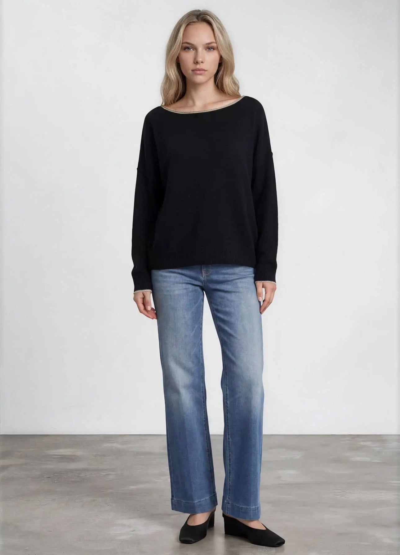 Trim Off Shoulder Sweater