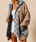 Checker Denim Oversized Sweater Cardigan Zip Up