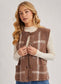 Plaid Fuzzy Knit Sweater Vest