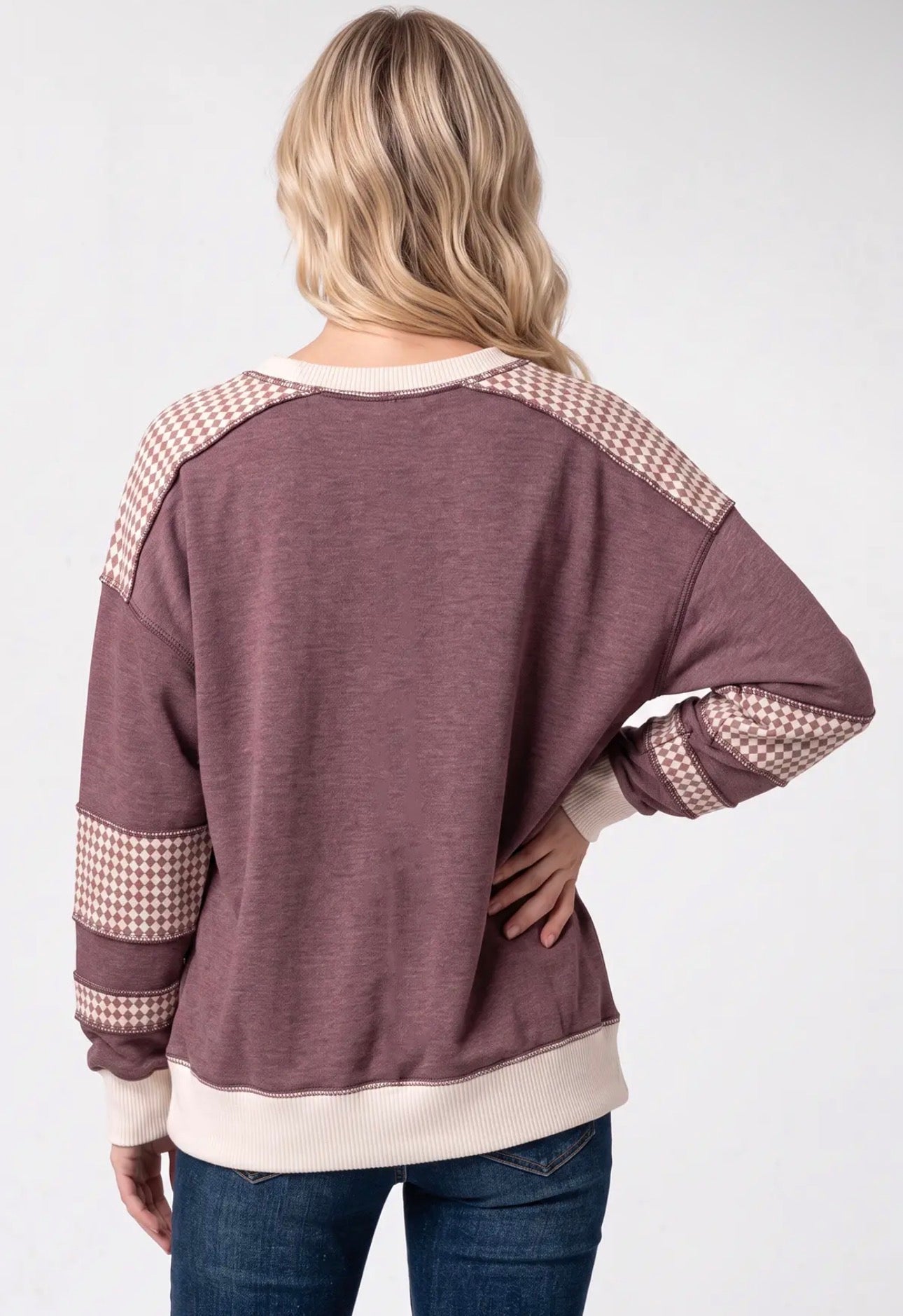 Houndstooth Contrast Crew