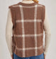 Plaid Fuzzy Knit Sweater Vest