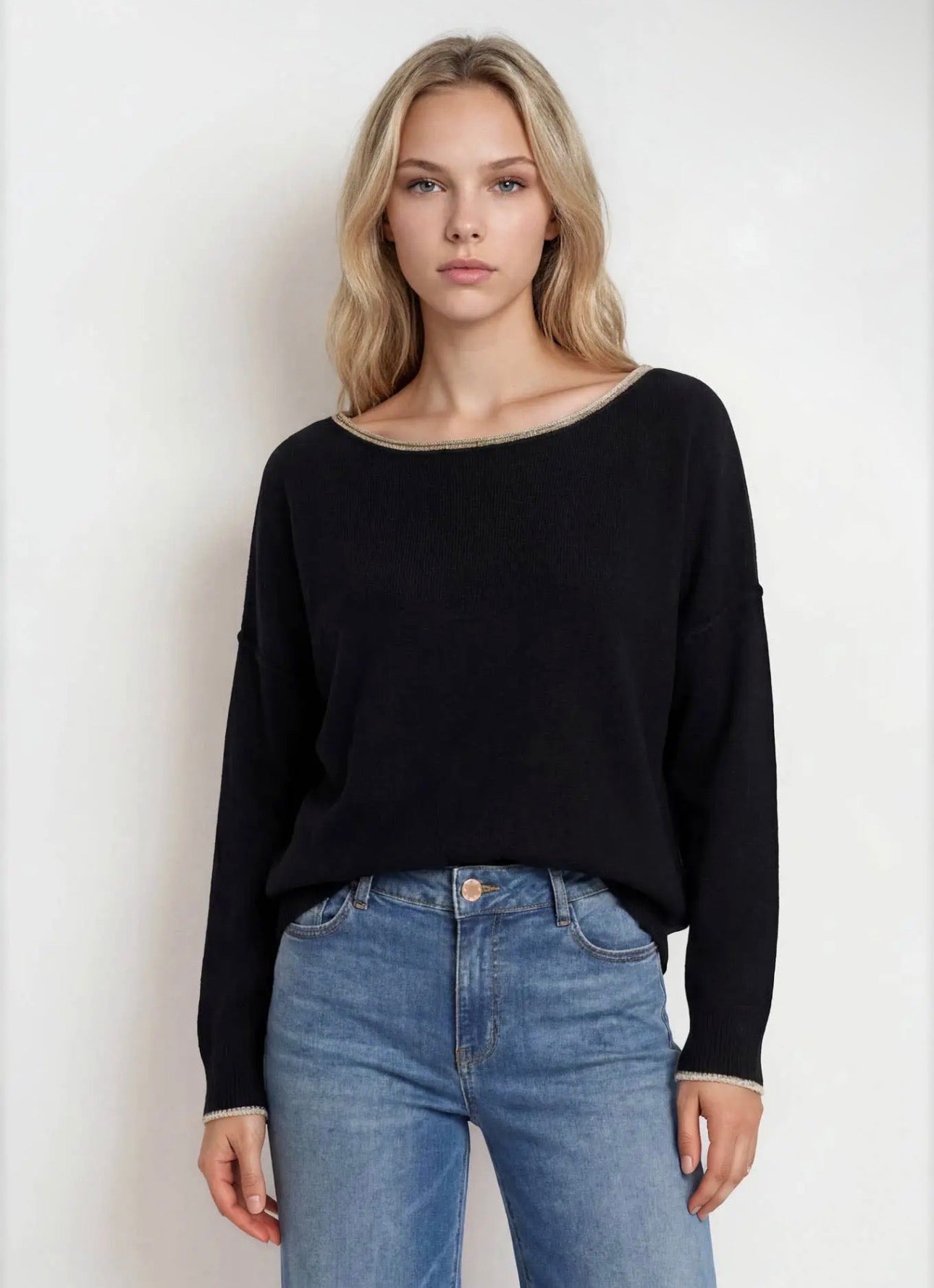 Trim Off Shoulder Sweater