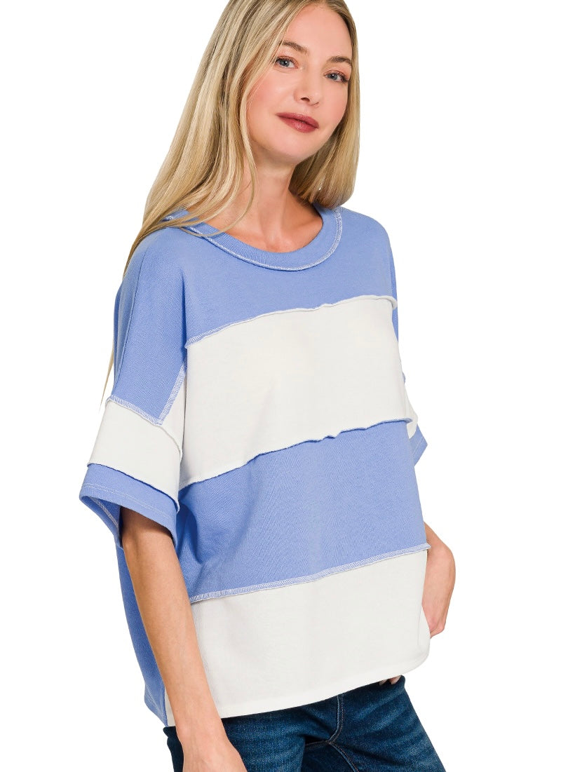 Striped Exposed Seam Top