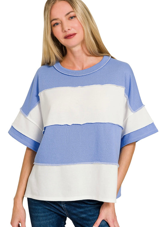 Striped Exposed Seam Top
