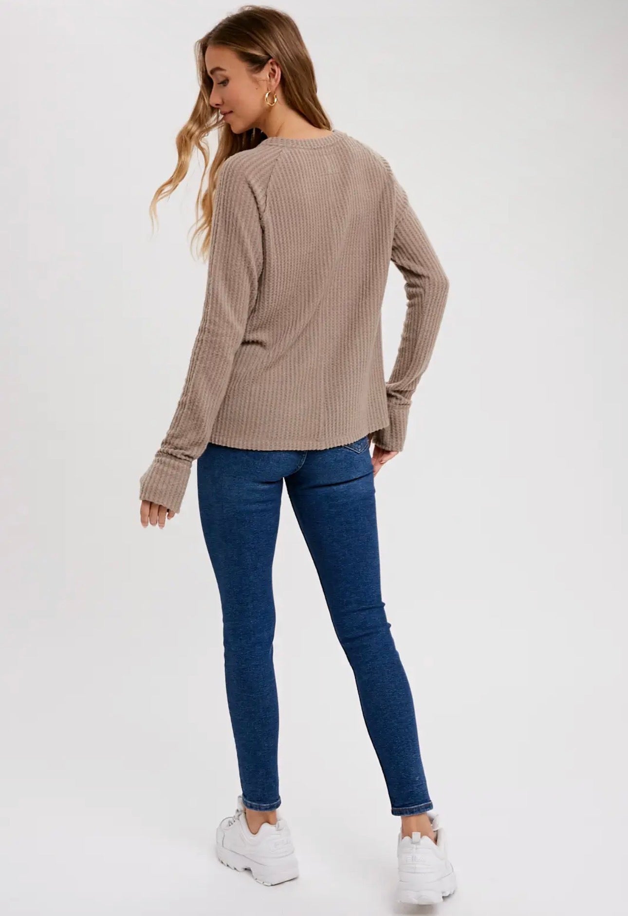 Brushed Waffle Knit Top