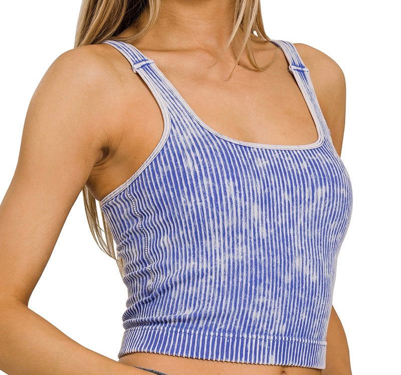 Washed Square Neck Padded Tank