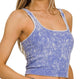 Washed Square Neck Padded Tank