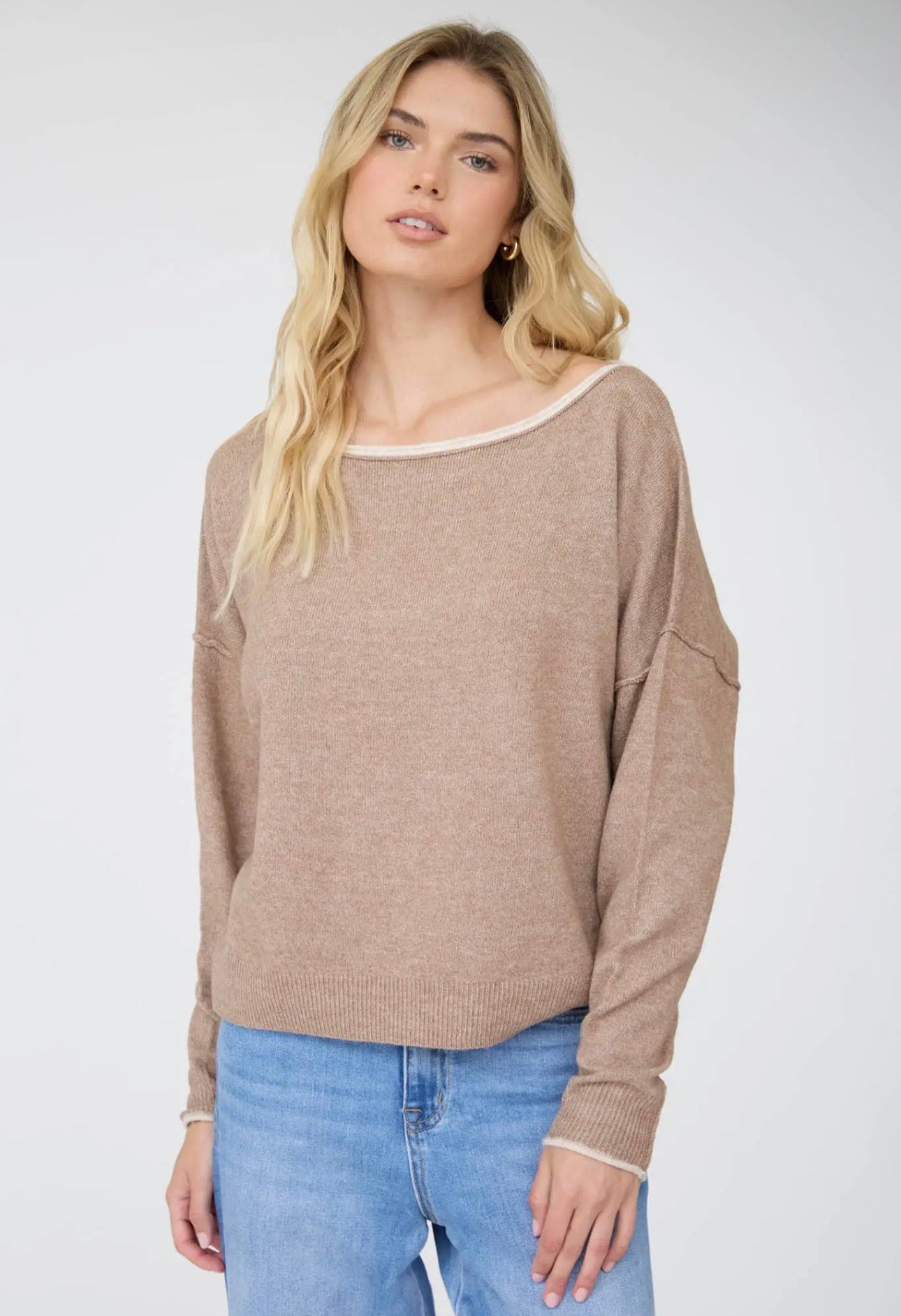 Trim Off Shoulder Sweater