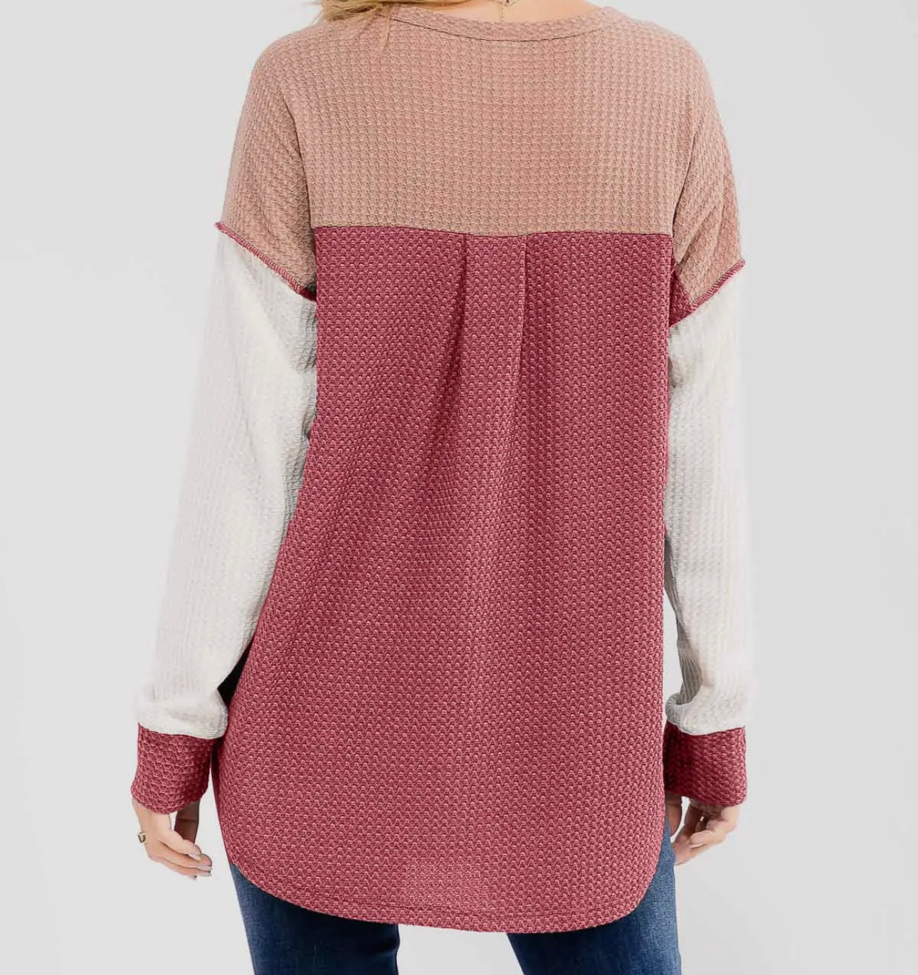 Waffle Knit Button Top