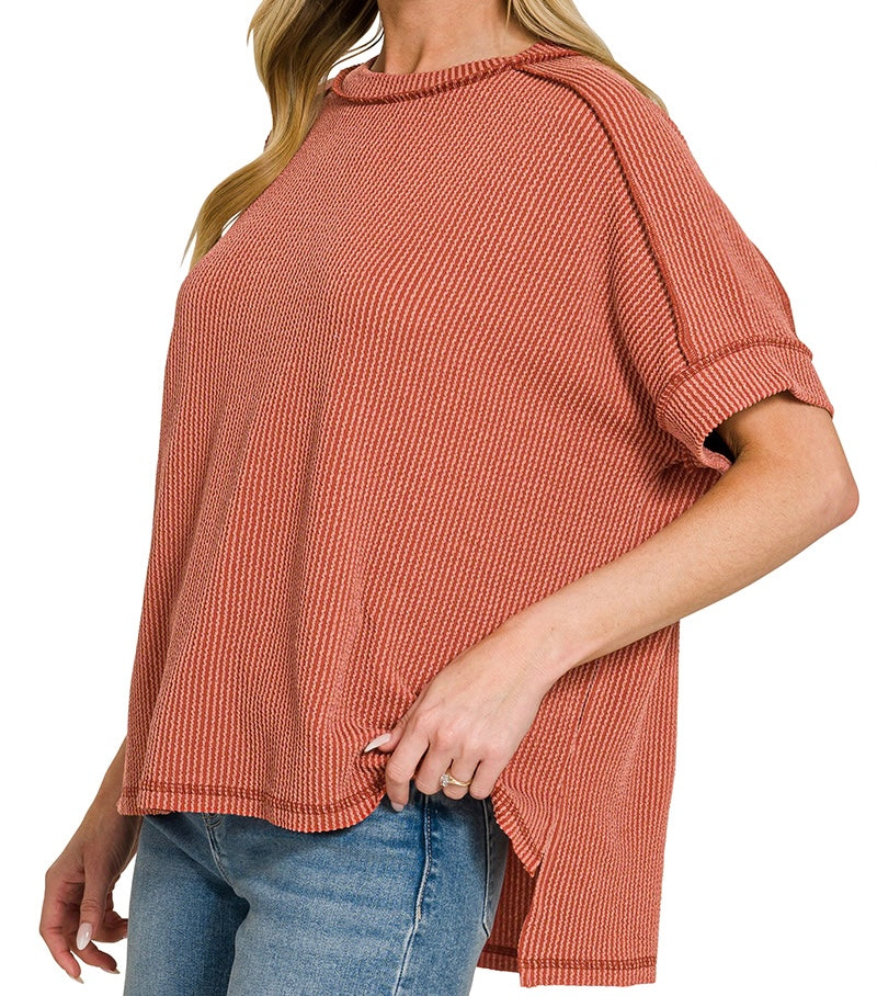 Raised Rib Cuffed Edged Top