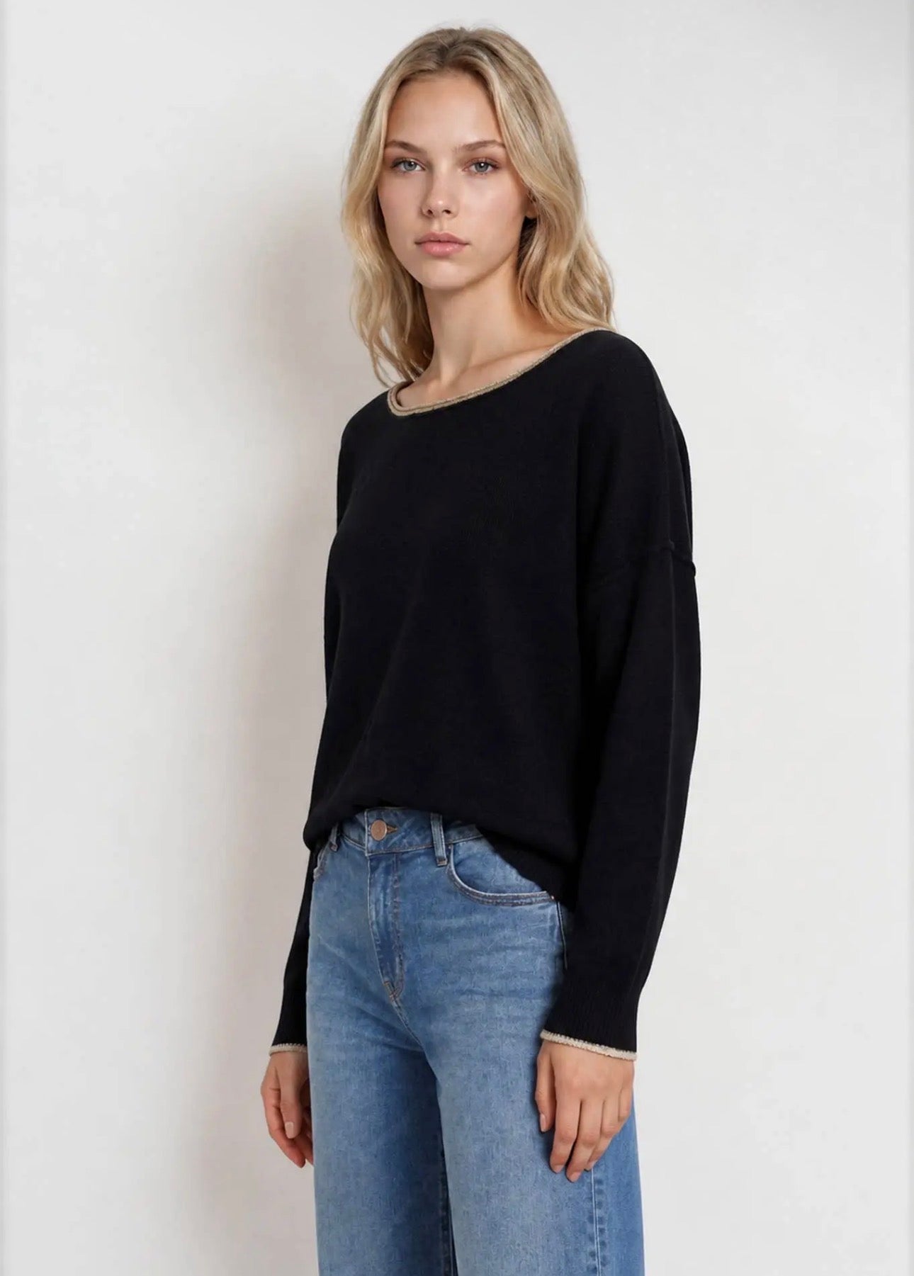 Trim Off Shoulder Sweater
