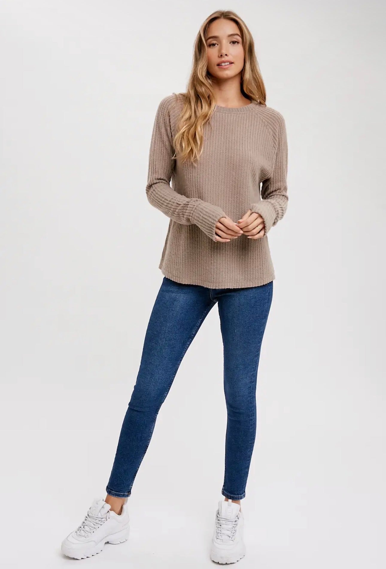 Brushed Waffle Knit Top