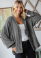Rib Button Balloon Sleeve Cardigan