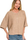 Henley Half Sleeve Cardigan Sweater