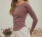 Washed Ribbed Long Sleeve Top