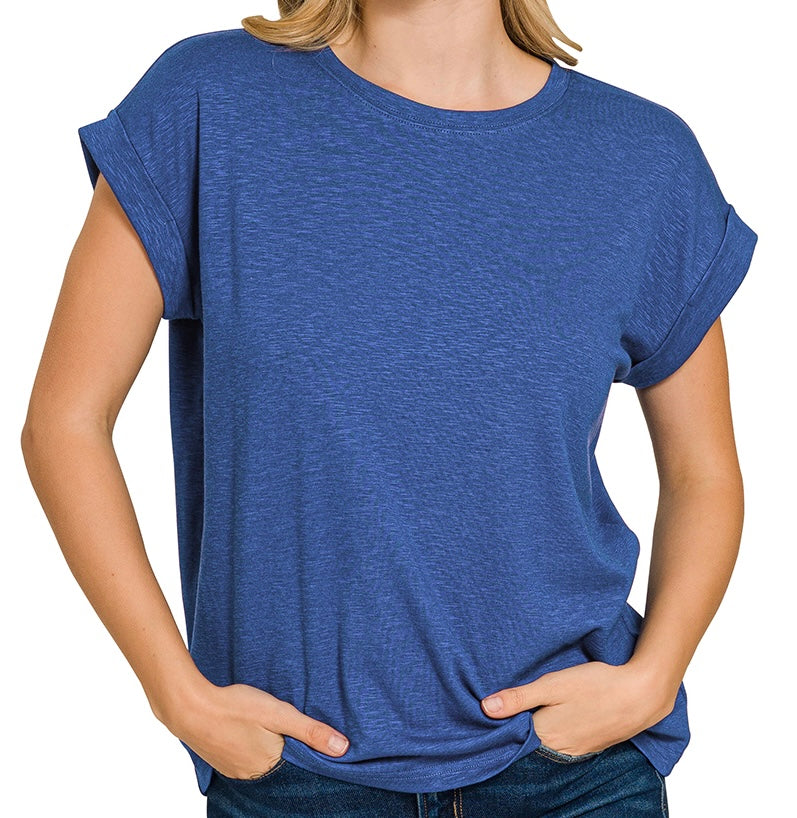 Modal Slub Rolled Sleeve Tee