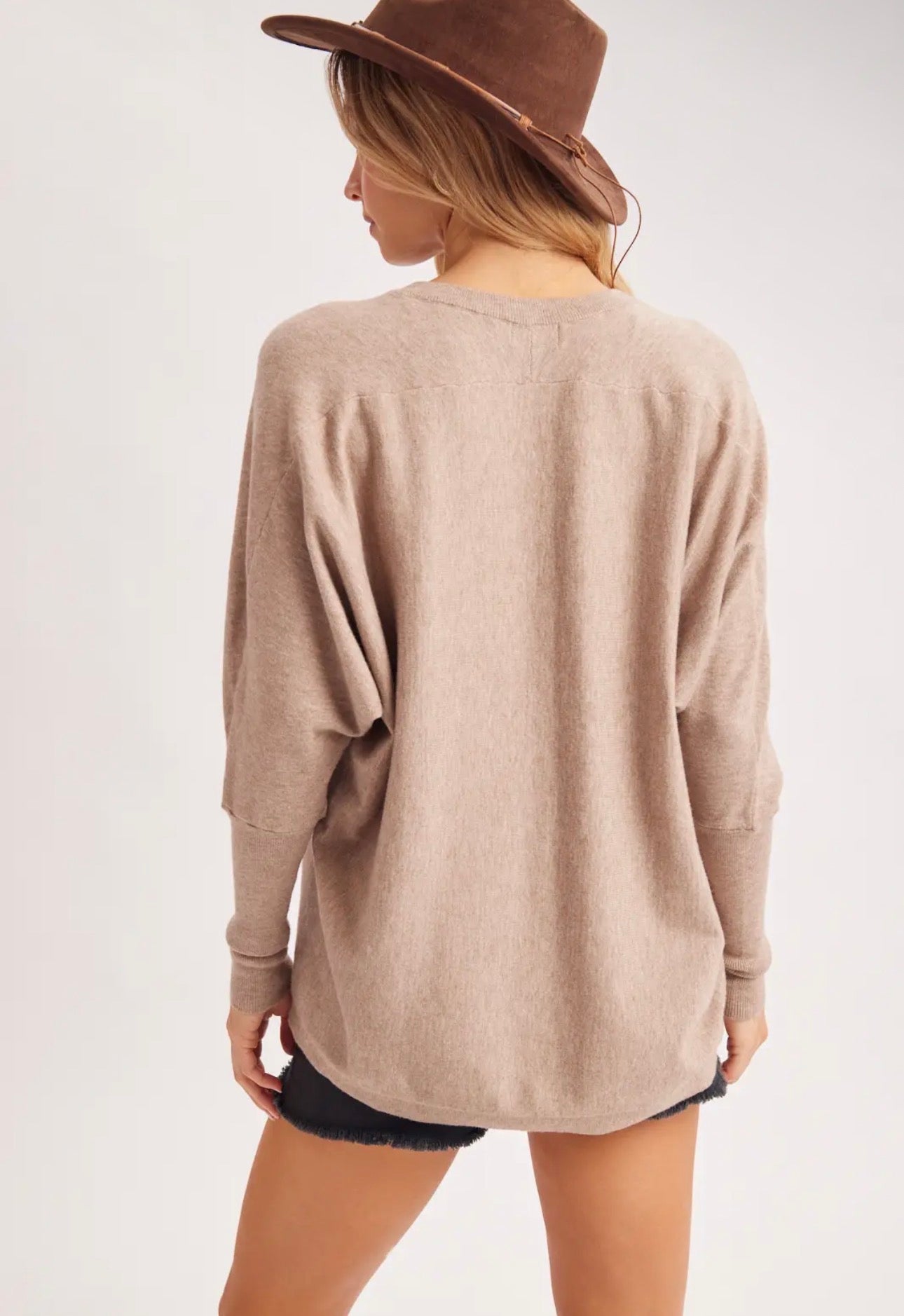 Boxy Dolman Sleeve Sweater Knit Top