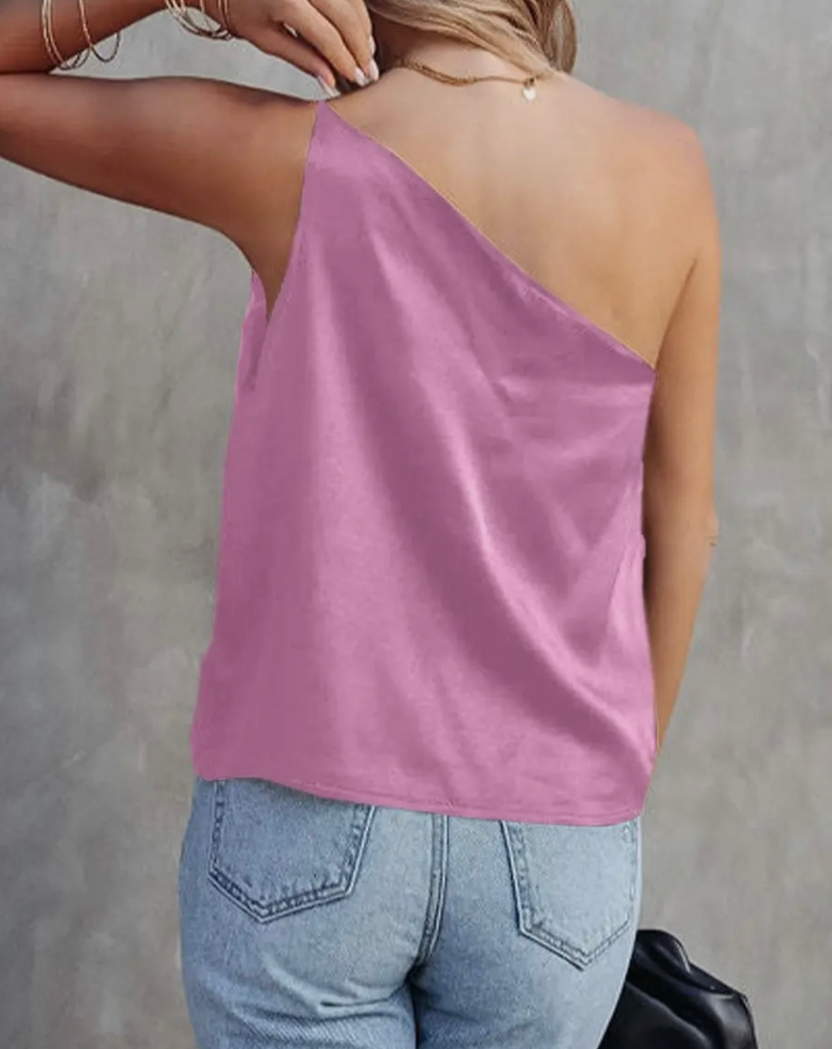 Satin One Shoulder Tank