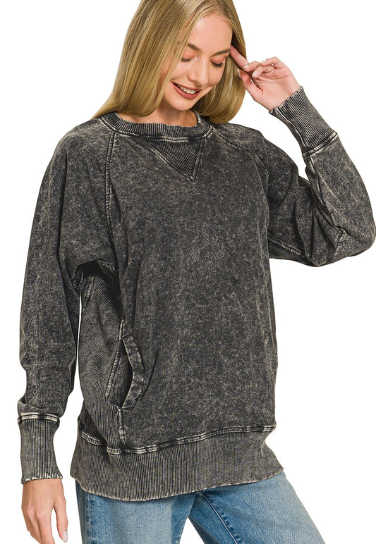 Pigment Dyed Pullover with Pockets