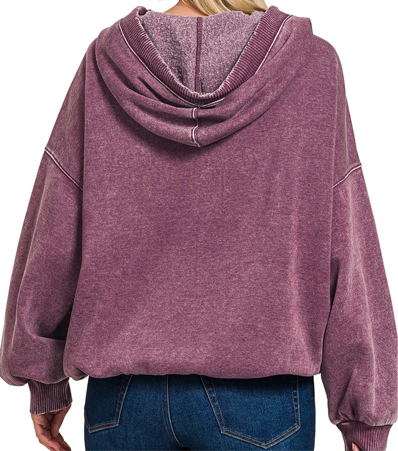 Washed Quarter Zip Hoodie