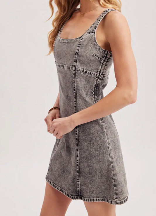 Square Neck Denim Dress