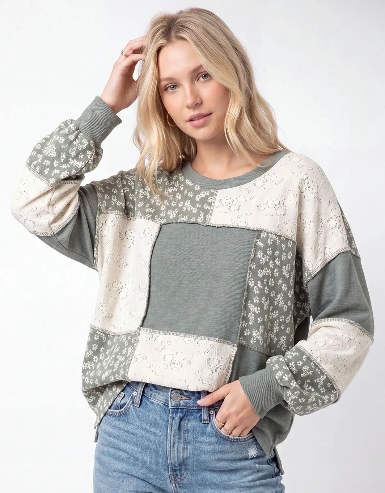 Floral Patchwork Pullover