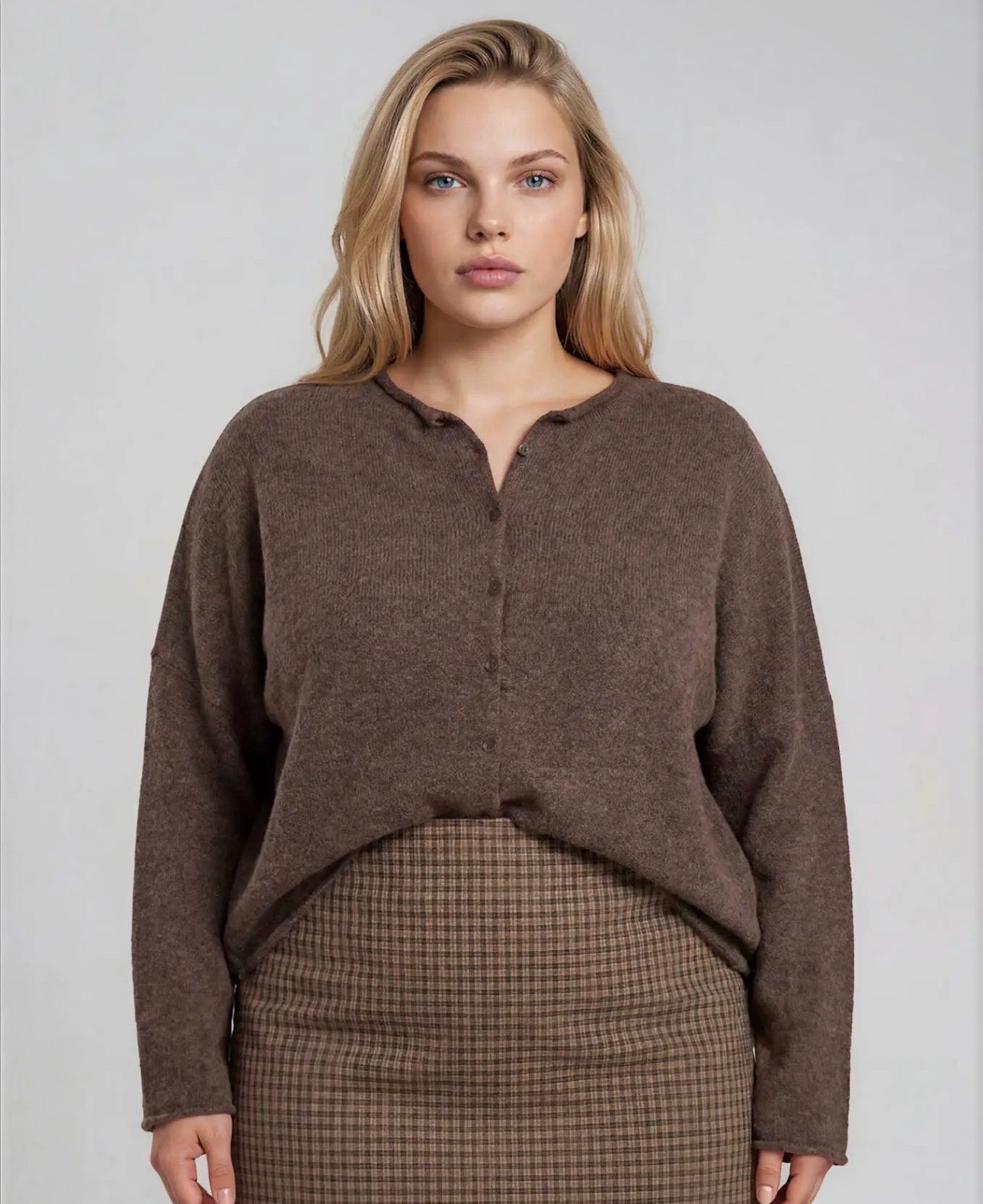 Plus Button Down Knit Cardigan