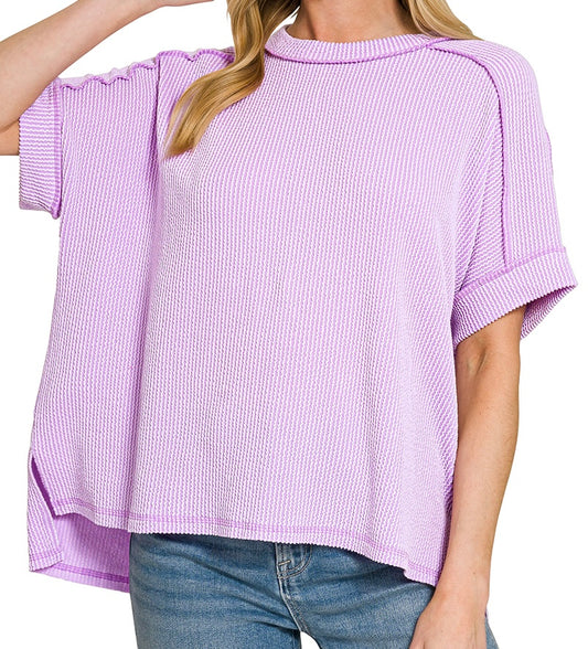 Raised Rib Cuffed Edged Top