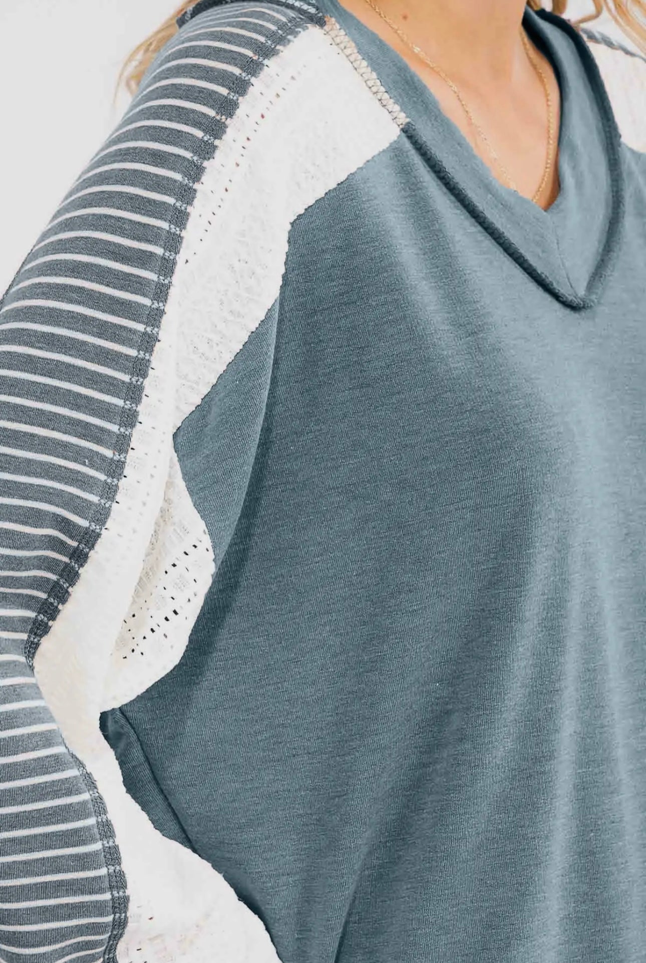 Stripped Crochet Lace Top