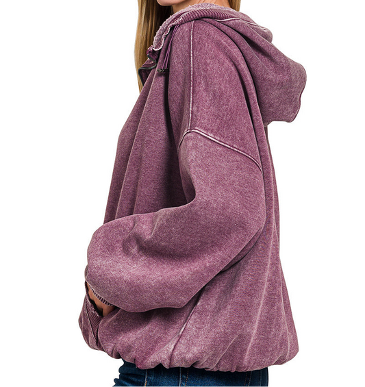 Washed Quarter Zip Hoodie