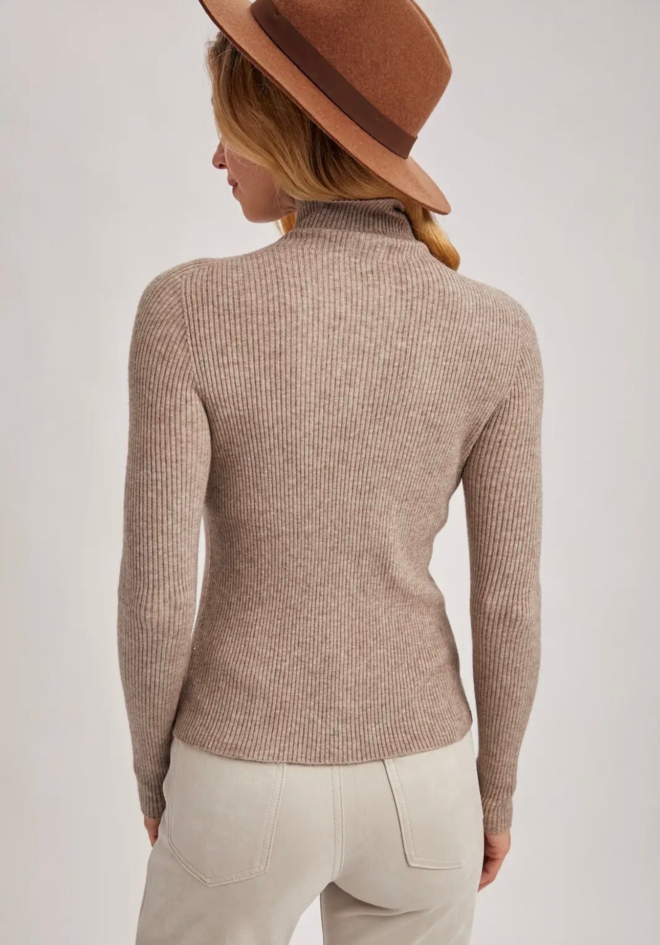 Mock Neck Ribbed Knit Top